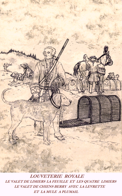 L'équipage de la louveterie qui arriva en Gévaudan en juin 1765 par Patrick Berthelot - Don de l'artiste à la Société de Vènerie